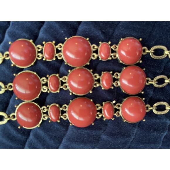 Banana Republic 3 chain wide bracelet perfect condition Orange with gold chain - Picture 8 of 16